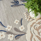 Nourison Aloha Indoor-Outdoor Modern Blue/Grey 9' X 12' Area Rug, Easy Cleaning, Non Shedding, Bed Room, Living Room, Dining Room, Kitchen (9X12)
