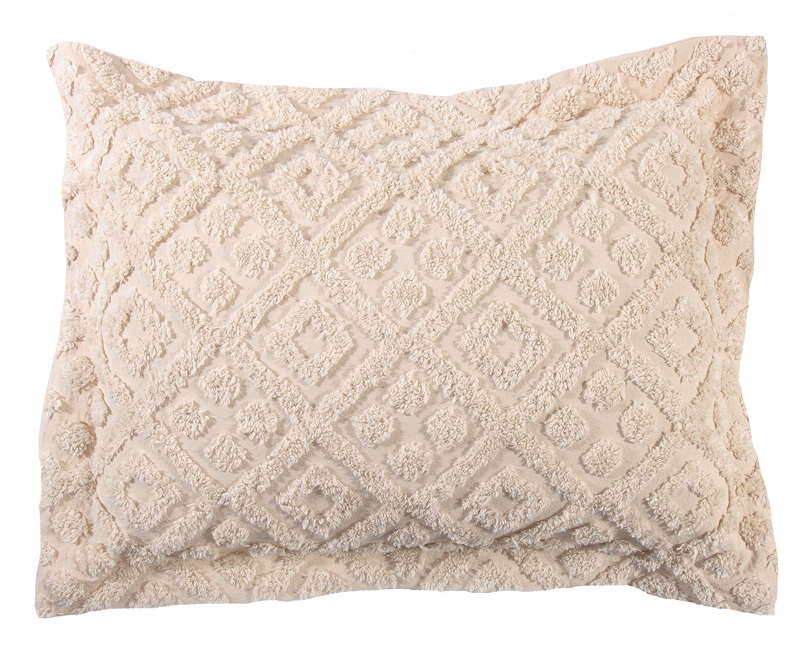 Stylemaster Diamond Tufted Chenille Sham Standard, Ivory