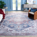 SAFAVIEH Tucson Collection Area Rug - 8 x 10, Navy & Red, Persian Medallion Design, Non-Shedding Machine Washable & Slip Resis
