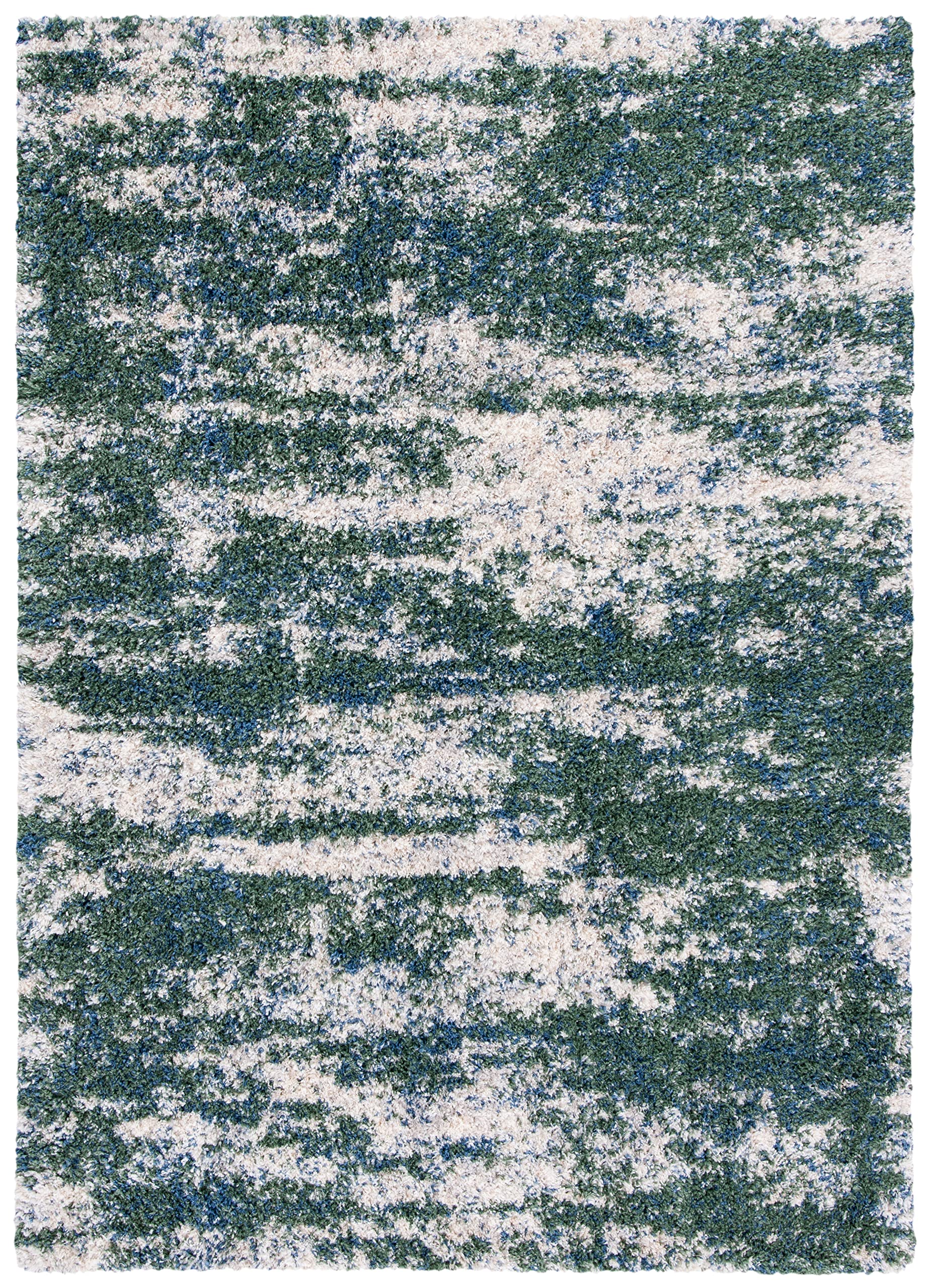 Safavieh Berber Shag Collection Accent Rug - 2' x 4', Green & Beige, Non-Shedding & Easy Care, 1.2-inch Thick Ideal for High Tra