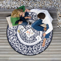 Nuu Garden 5Ft Round Outdoor Rug For Patios Waterproof, Plaid Reversible Door Mat Plastic Camping Rugs, Straw Rug Indoor Rugs Ca