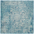 SAFAVIEH Evoke Collection Accent Rug - 3 Square, Blue & Ivory, Distressed Design, Non-Shedding & Easy Care, Ideal for High Traf