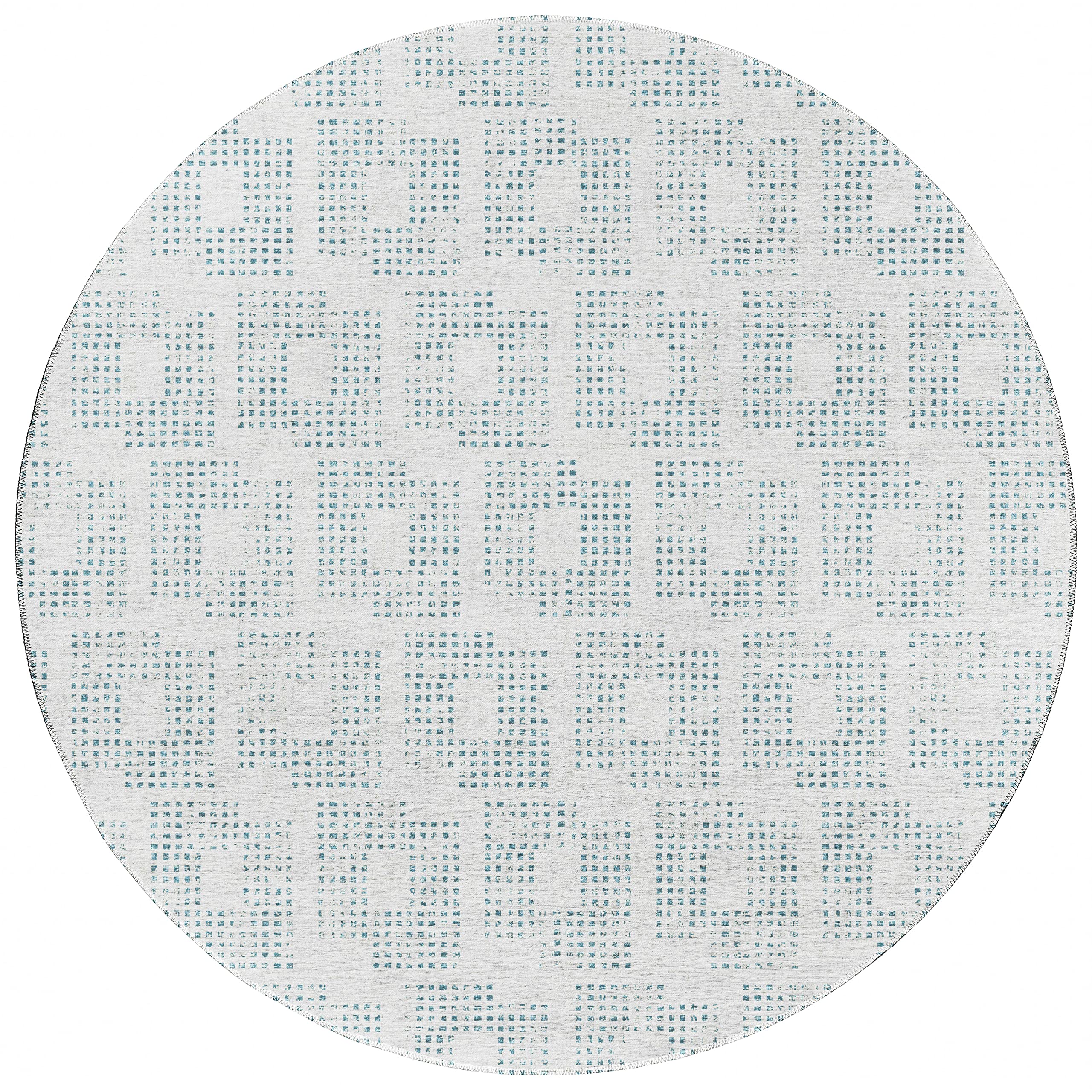 Addison Rugs Eleanor Aer31 Silver 8' X 8' Indoor Outdoor Round Rug, Easy Clean, Machine Washable, Non Shedding, Bedroom, Living Room, Dining Room, Kitchen, Patio Rug