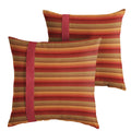 Sorra Home X Sunbrella - Indoor/Outdoor Square Pillows (Set Of 2), Sunset Red Stripes