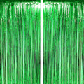 Green Tinsel Foil Fringe Curtains Tropical Jungle Safari Hawaiian Baby Shower Birthday Photo Backdrops Wedding Party Decor Photo