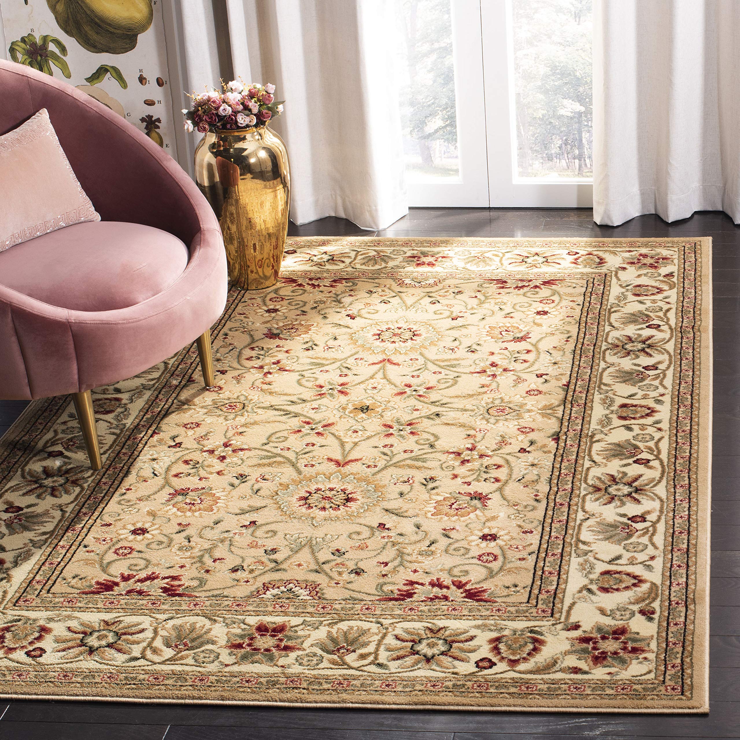 SAFAVIEH Lyndhurst Collection 53 Square Beige/Ivory LNH212D Traditional Oriental Non-Shedding Living Room Bedroom Area Rug