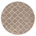 Safavieh Hudson Shag Collection 8 Round Beige/Ivory SGH282S Moroccan Trellis Non-Shedding Living Room Bedroom 2-inch Thick Area