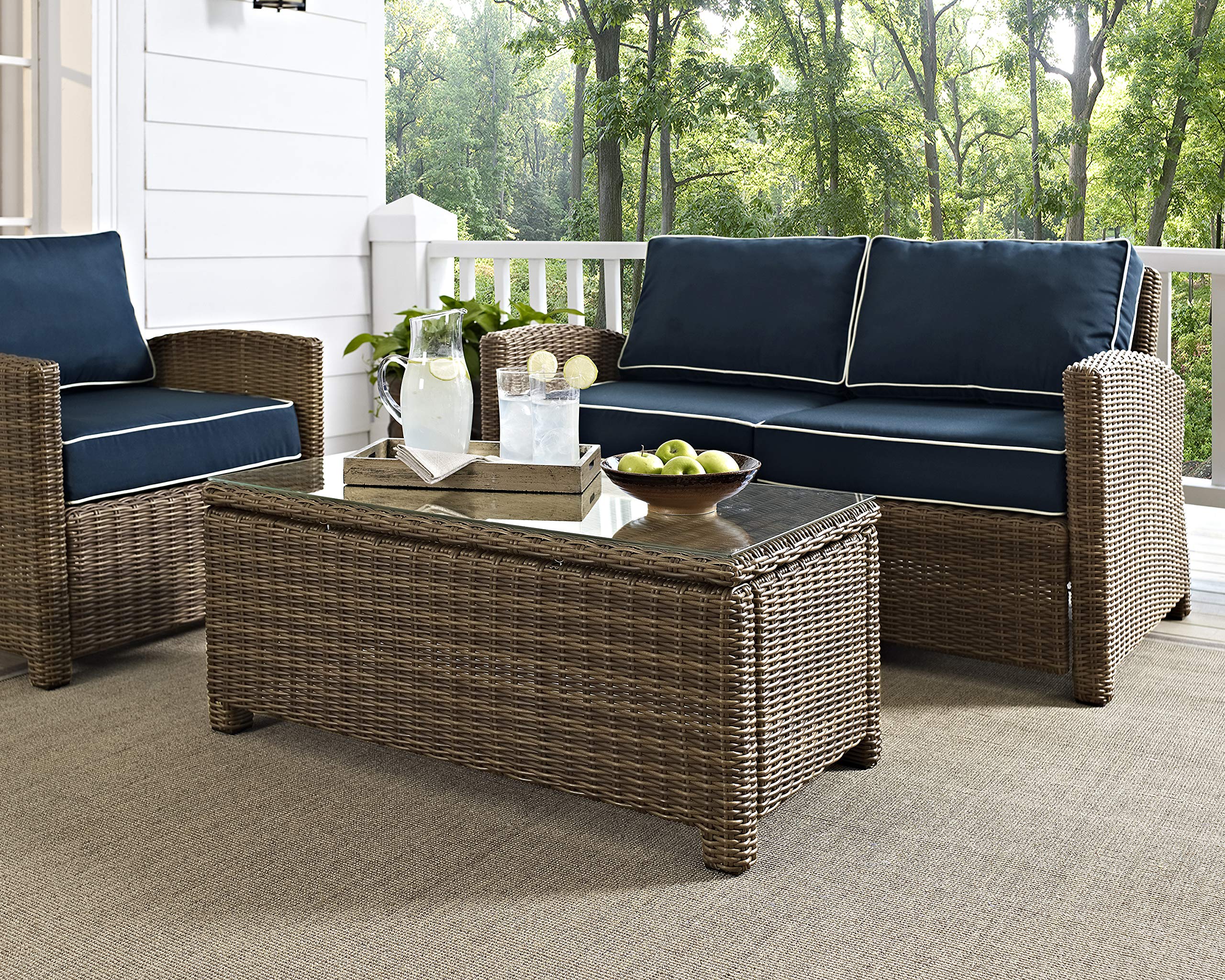 Crosley Furniture Bradenton All Weather Rattan Wicker Outdoor Coffee Table For Patio, Deck, Porch, Brown