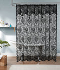 Warm Home Designs Black Lace Shower Curtain 108 x 72 Inches with Attached Valance & 10 Tassels. Luxury Farmhouse Shower Curtains