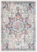 SAFAVIEH Madison Collection Accent Rug - 22 x 4, Cream & Blue, Medallion Distressed Design, Non-Shedding & Easy Care, Ideal fo