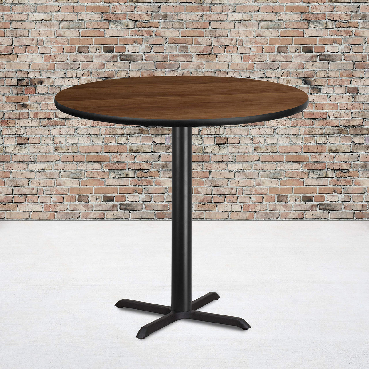 Flash Furniture Stiles 42'' Round Walnut Laminate Table Top With 33'' X 33'' Bar Height Table Base