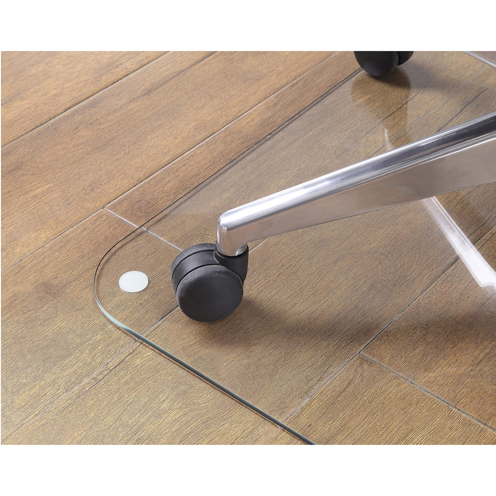 Lorell Tempered Glass Chairmat, 44" Width x 50" Depth x 0.25" Thickness, Clear, 1 Each