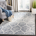 SAFAVIEH Madison Collection Area Rug - 4 Square, Cream & Royal Blue, Glam Ogee Trellis Distressed Design, Non-Shedding & Easy C