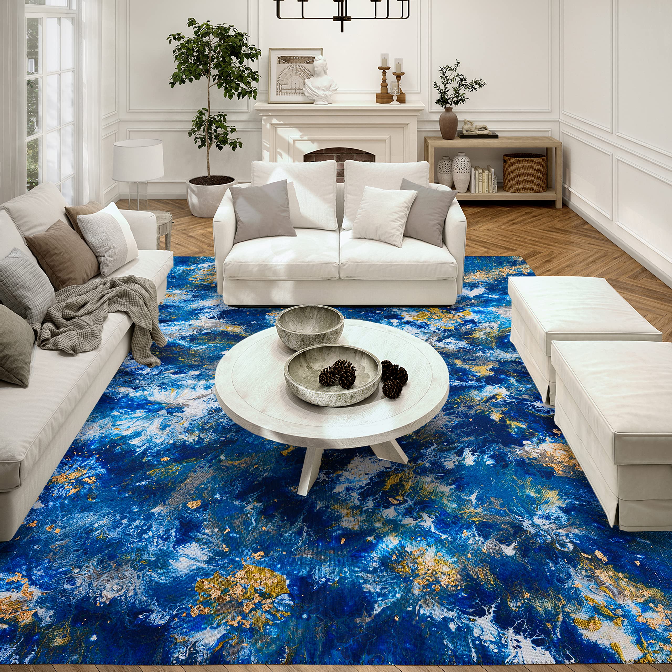 Addison Rugs Karina Akc47 Blue 5' X 7'6" Indoor Outdoor Area Rug, Easy Clean, Machine Washable, Non Shedding, Bedroom, Entry, Living Room, Dining Room, Kitchen, Patio Rug