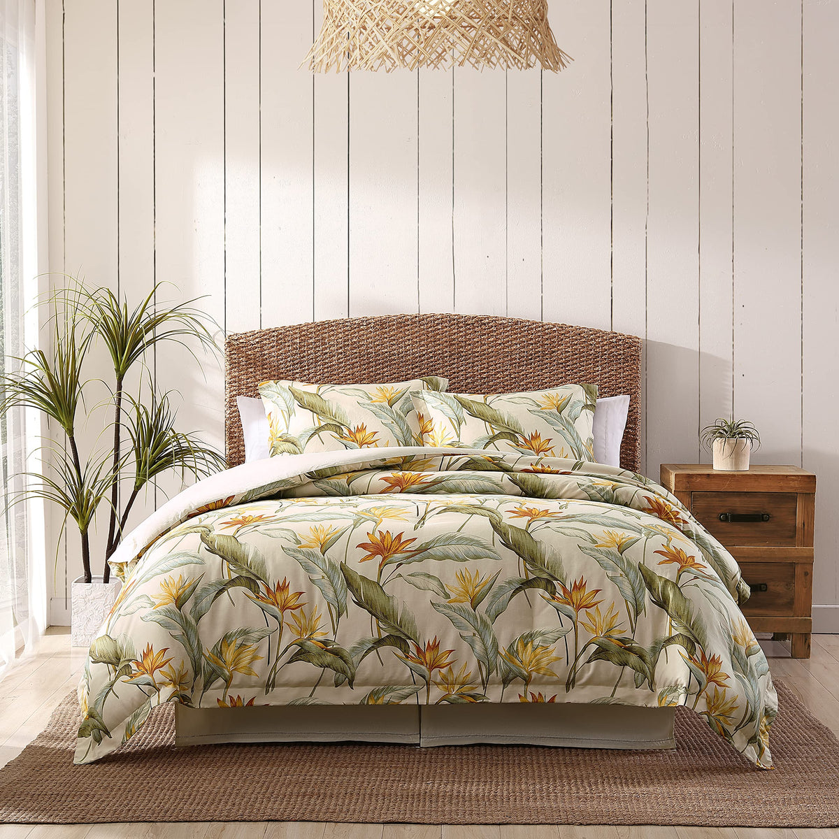 Tommy Bahama Comforter Set Reversible Cotton Bedding With Matching Shams & Bedskirt, All Season Home D  Cor (Birds Of Paradise O