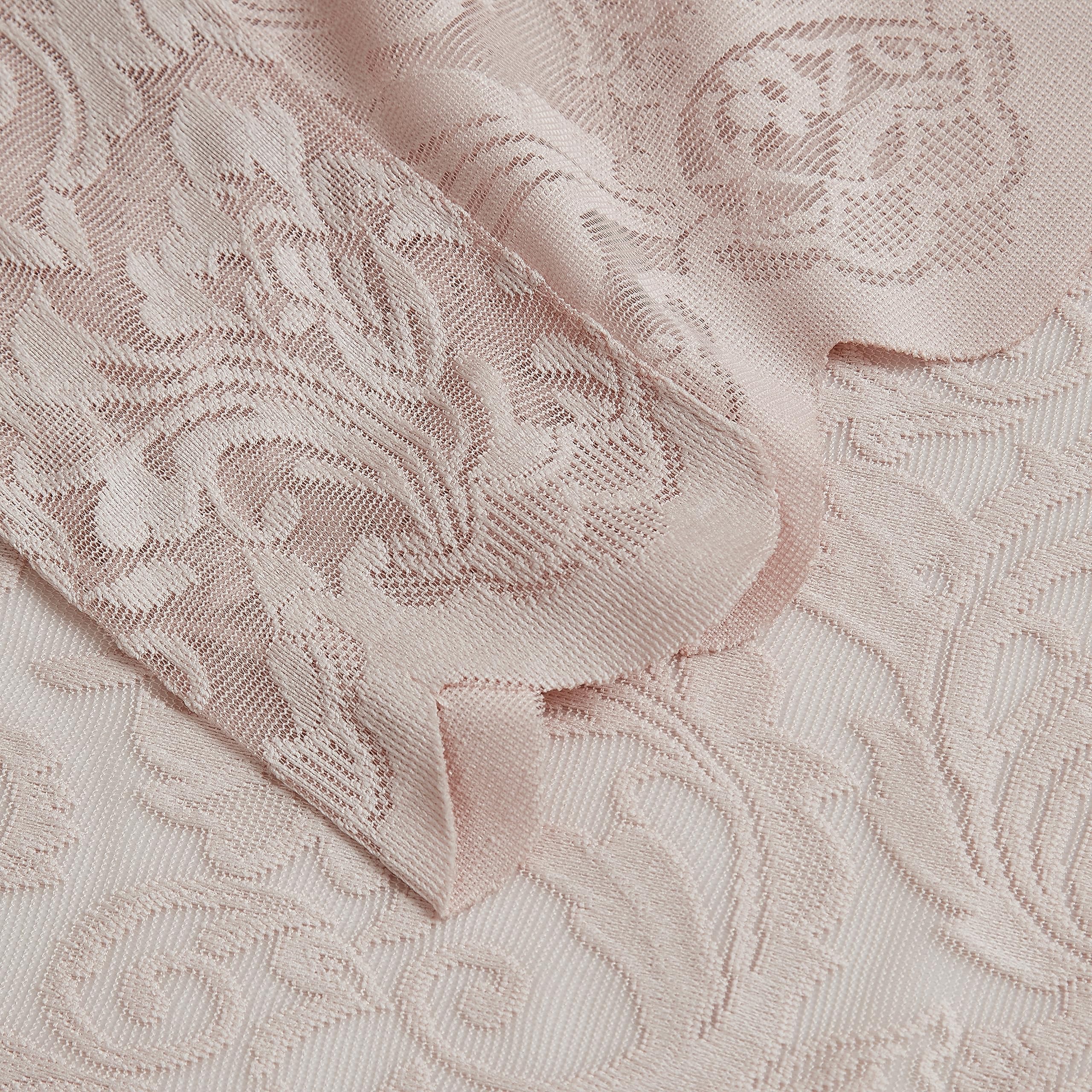 Bujasso Pink Lace Sheer Curtains 84 Inch Vintage Floral Sheer Window Curtain Panels For Living Room Girls Bedroom Romantic Light