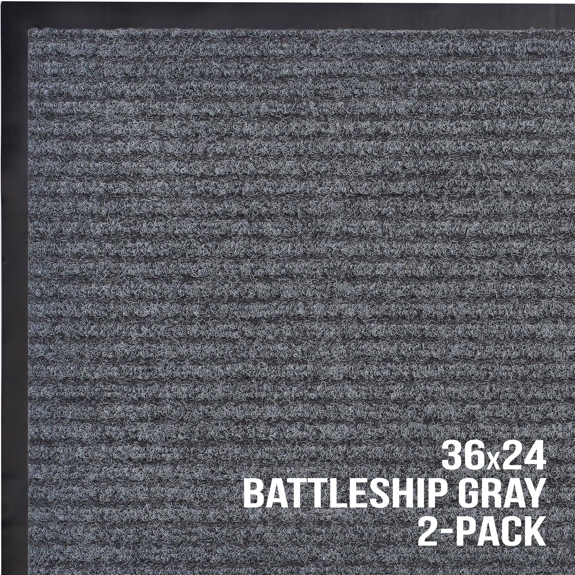 Sierra Concepts 2-Pack Front Door Mat - Large 36 X 24 Welcome Indoor Outdoor Entryway Mats For Shoe Scraper, Ideal For Inside Outside High Traffic Area, Gray