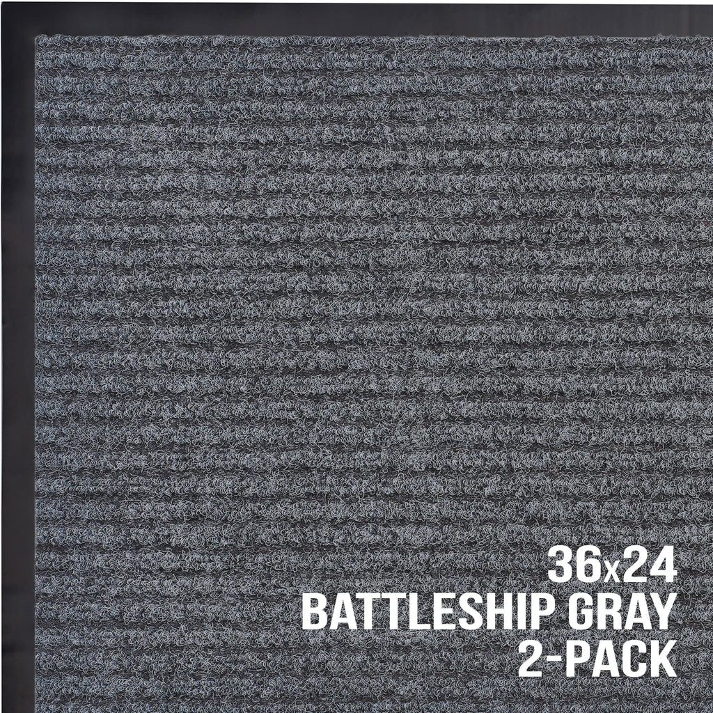 Sierra Concepts 2-Pack Front Door Mat - Large 36 X 24 Welcome Indoor Outdoor Entryway Mats For Shoe Scraper, Ideal For Inside Outside High Traffic Area, Gray