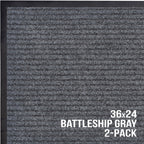 Sierra Concepts 2-Pack Front Door Mat - Large 36 X 24 Welcome Indoor Outdoor Entryway Mats For Shoe Scraper, Ideal For Inside Outside High Traffic Area, Gray