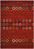 Safavieh Amsterdam Collection Area Rug - 6'7'' X 9'2'', Terracotta & Multi, Moroccan Boho Design, Non-Shedding & Easy Care, Idea
