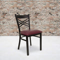 Flash Furniture 2 Pack HERCULES Series Black X Back Metal Restaurant Chair - Burgundy Vinyl Seat