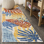 Jonathan Y Amc100B-28 Tropics Palm Leaves Indoor Outdoor Area-Rug Bohemian Floral Easy-Cleaning High Traffic Bedroom Kitchen Backyard Patio Porch Non Shedding, 2 X 8, Cream/Orange