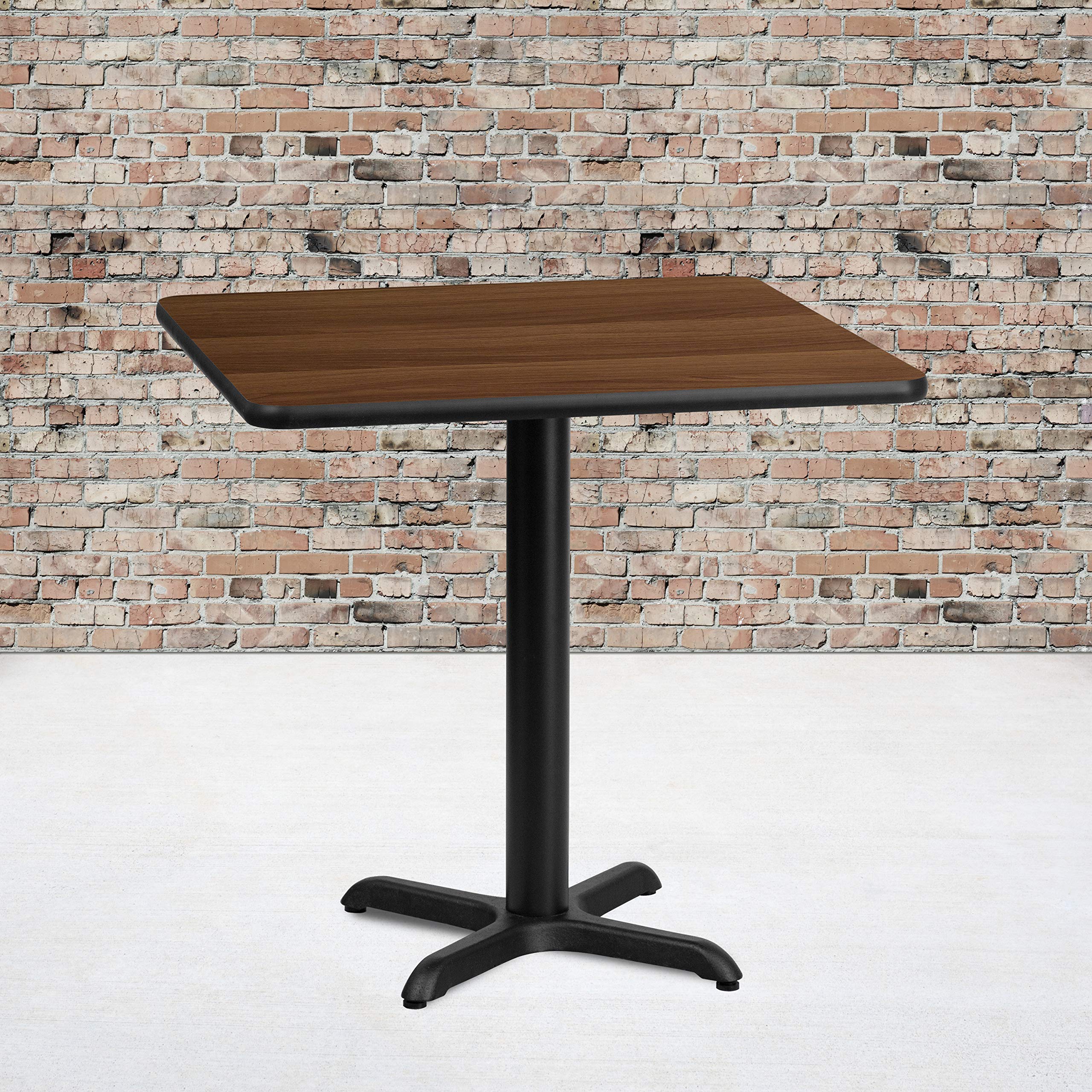 Flash Furniture 30'' Square Walnut Laminate Table Top With 22'' X 22'' Table Height Base