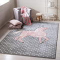 SAFAVIEH Carousel Kids Collection Area Rug - 8 x 10, Grey & Ivory & Pink, Non-Shedding & Easy Care, Ideal for High Traffic Are