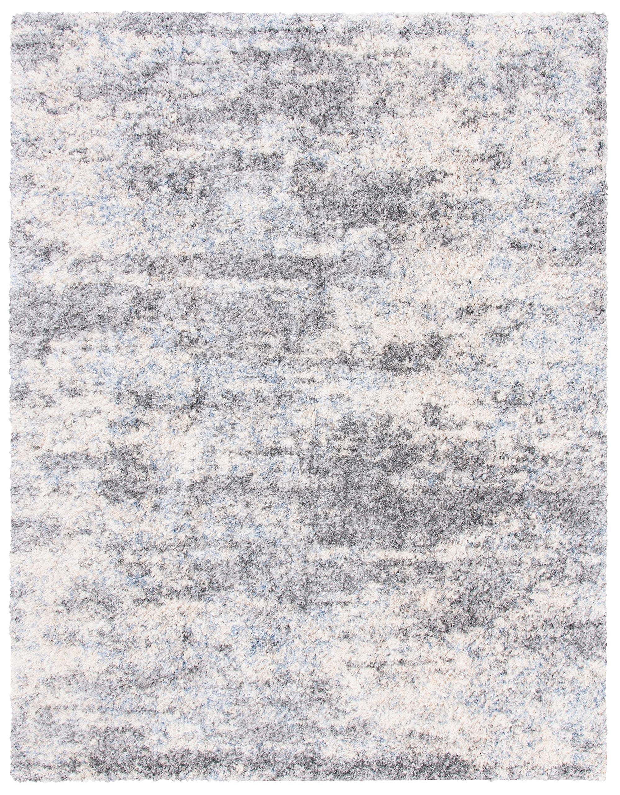 Safavieh Berber Shag Collection Area Rug - 8' X 10', Grey Blue & Cream, Modern Abstract Design, Non-Shedding & Easy Care, 1.2-In