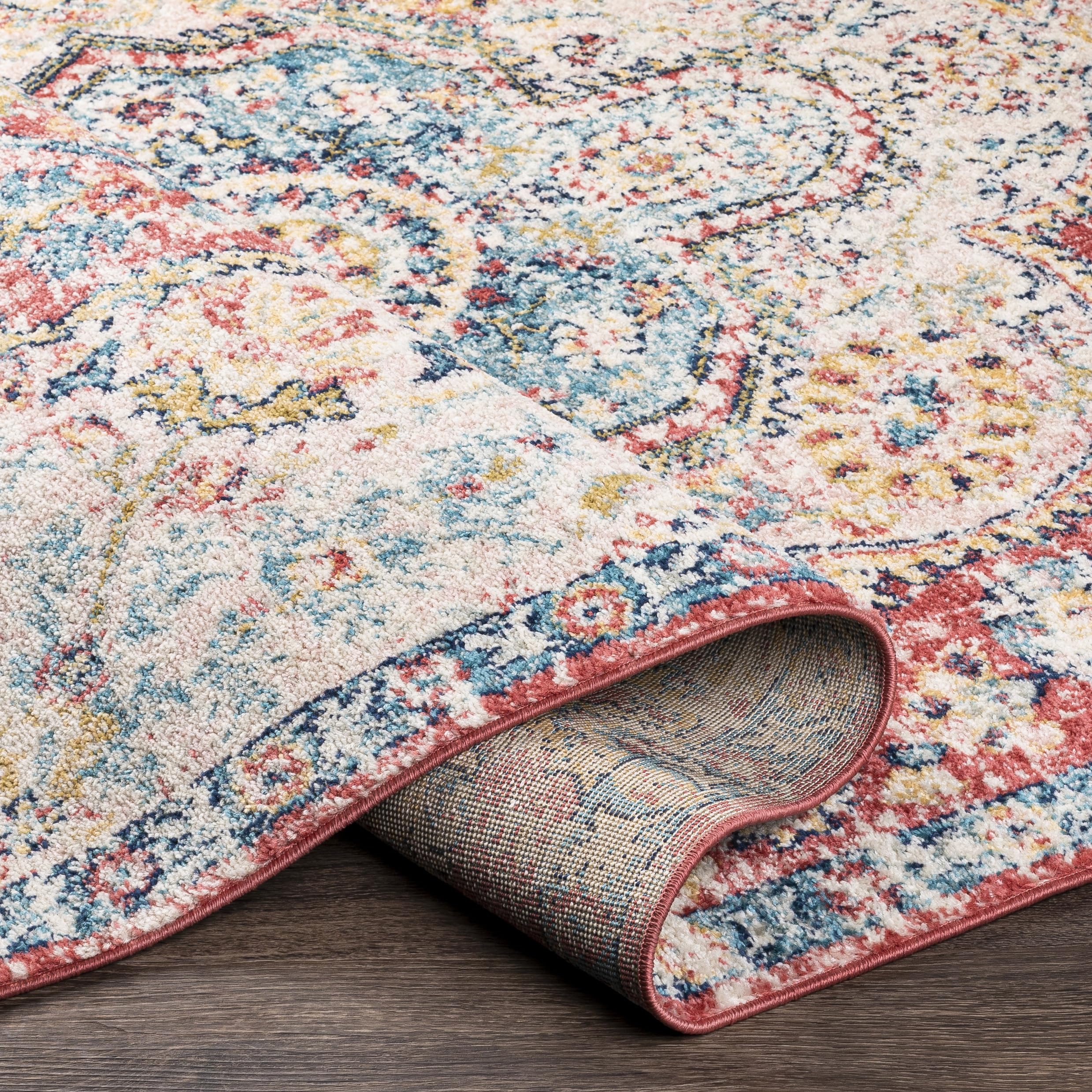 Livabliss Romaine Vintage Medallion Area Rug,2' X 3', Rose/Navy