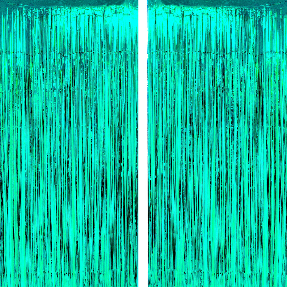 Teal Tinsel Foil Fringe Curtains - Under The Sea Baby Shower Birthday Wedding Summer Beach Pool Party Decor Photo Booth Props Ba