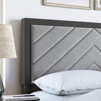 Boyd Sleep Barcelona Upholstered Platform Bed with Headboard and Durable Mattress Foundation with Strong 14 Wood Slat Supports, No BoxSpring Required: King, Black/Gray