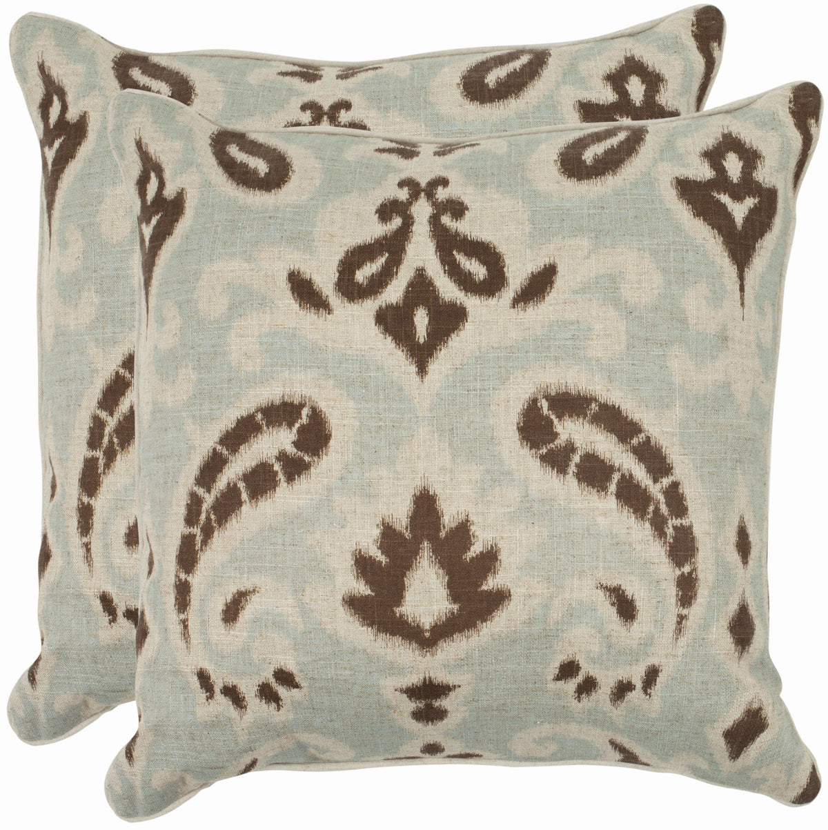 Safavieh Pillow Collection 22-Inch Paisley Pillow, Blue And Grey, Set Of 2