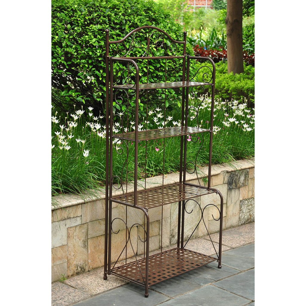 International Caravan 4-Tier Iron Indoor/Outdoor Bakers Rack (Bronze)