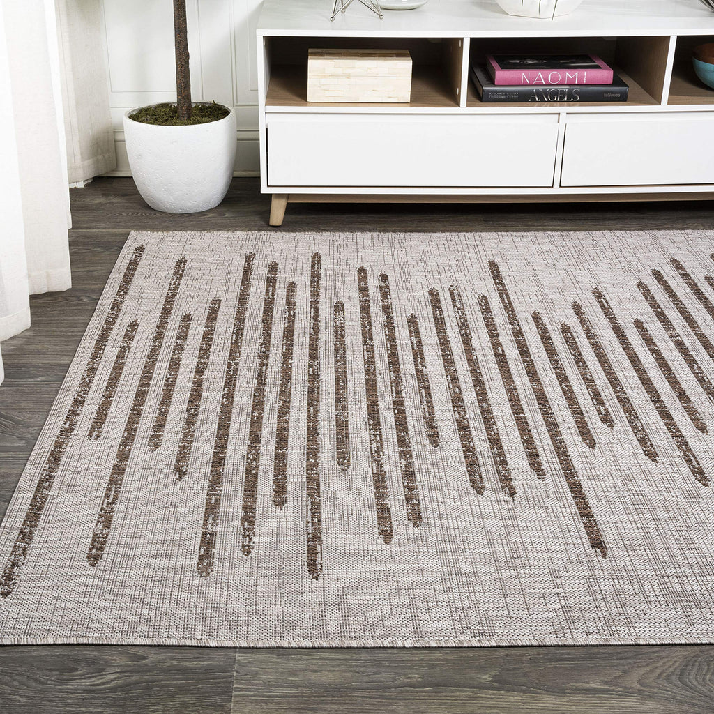 Jonathan Y Smb124A-3 Zolak Berber Stripe Geometric Indoor Outdoor Area-Rug Bohemian Contemporary Easy-Cleaning Bedroom Kitchen Backyard Patio Non Shedding, 3 X 5, Beige/Brown