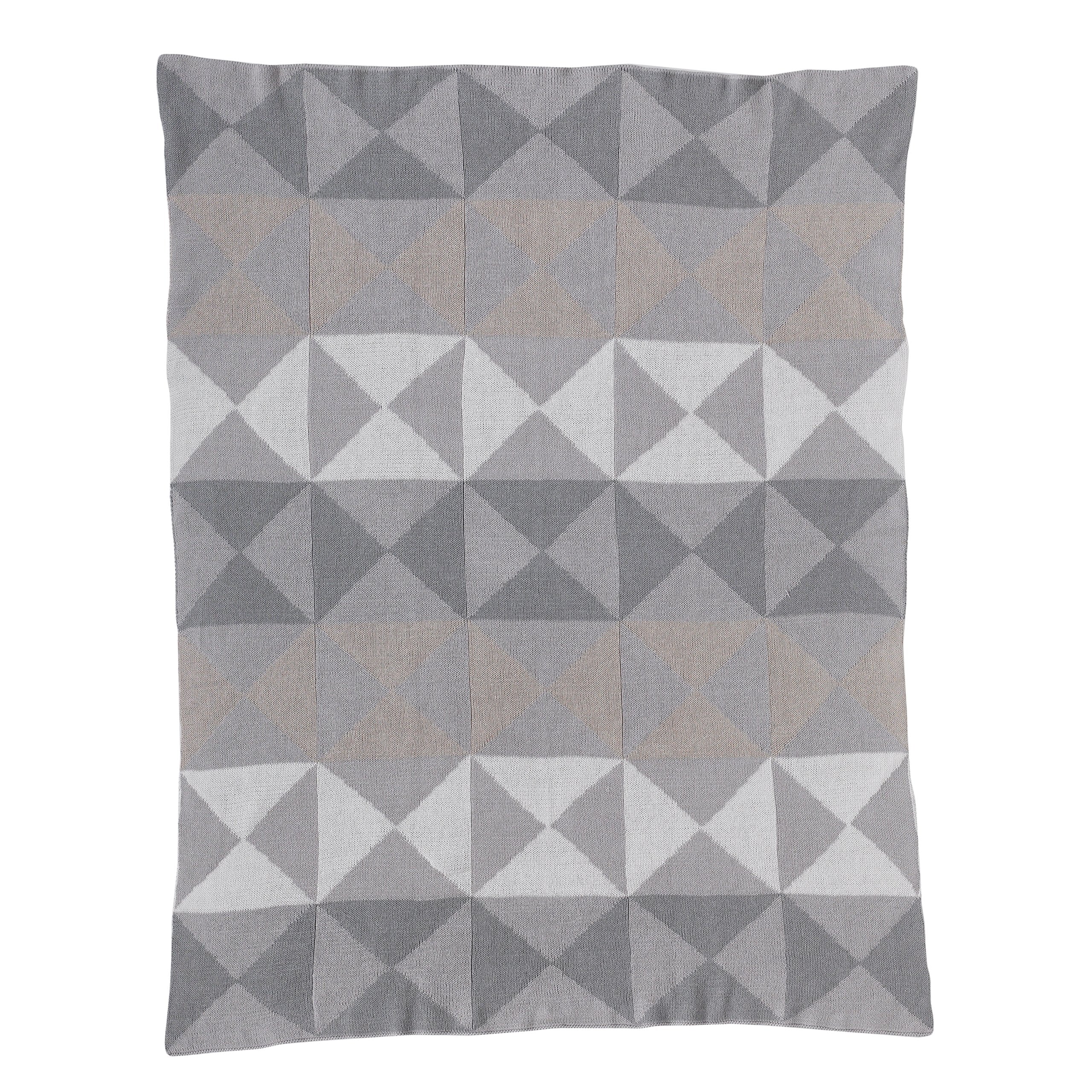 Lolli Living Cotton Knitted Blanket - Salt - Ultra Soft 100% Cotton Knit Receiving Or Swaddle Blanket, Graphic Print, Lightweigh