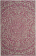 Safavieh Courtyard Collection 4' X 5'7' Light Grey/Fuchsia Cy8734 Indoor/ Outdoor Waterproof Easy Cleaning Patio Backyard Mudroom Accent Rug