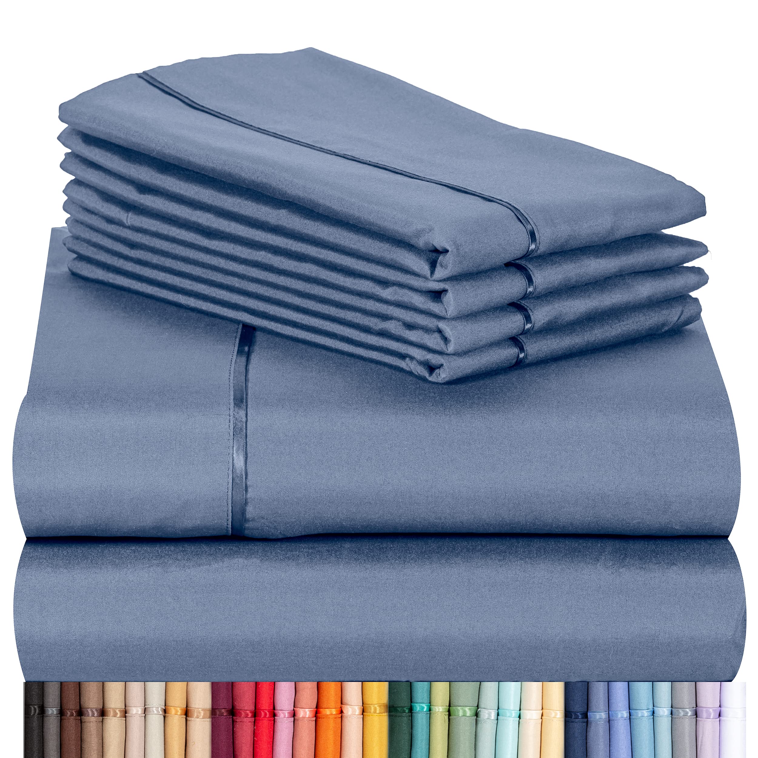 Luxclub 6 Pc Sheet Set Sheets Deep Pockets 18' Eco Friendly Wrinkle Free Sheets Machine Washable Hotel Bedding Silky Soft - Oxf