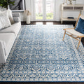 SAFAVIEH Brentwood Collection Area Rug - 9 x 12, Navy & Light Grey, Oriental Damask Trellis Design, Non-Shedding & Easy Care, 