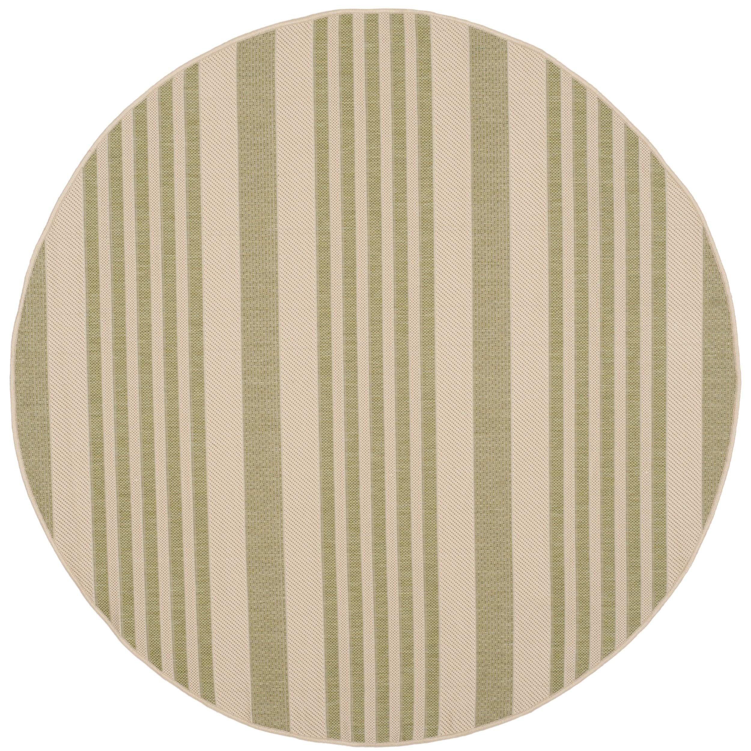 SAFAVIEH Courtyard Collection 5'3'' Round Beige/Sweet Pea CY6062 Stripe Indoor/ Outdoor--Waterproof Easy--Cleaning Patio Backyar