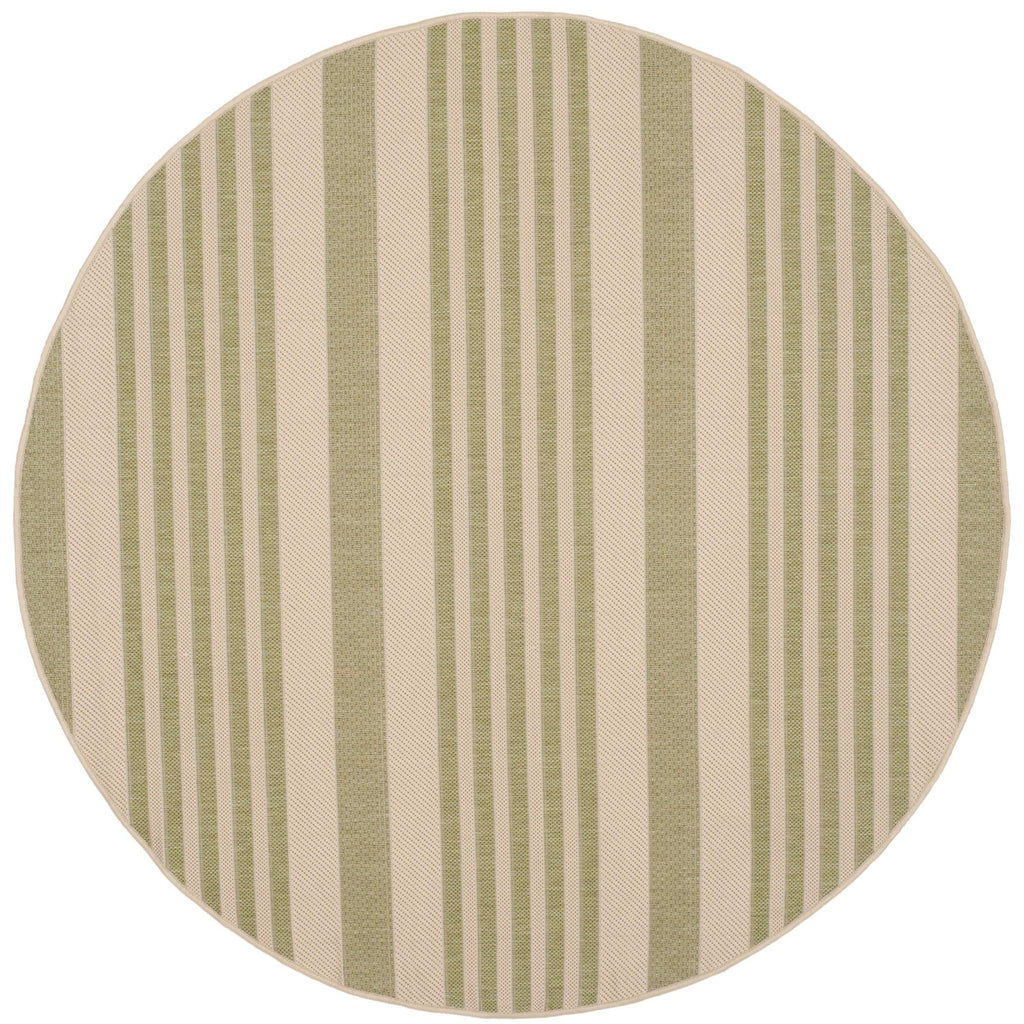 SAFAVIEH Courtyard Collection 5'3'' Round Beige/Sweet Pea CY6062 Stripe Indoor/ Outdoor--Waterproof Easy--Cleaning Patio Backyar