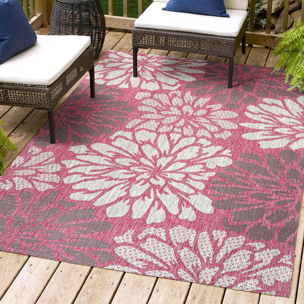 Jonathan Y Smb110F-3 Zinnia Modern Floral Textured Weave Indoor Outdoor Area-Rug, Bohemian Coastal Mediterranean Easy-Cleaning,B