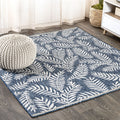 Jonathan Y Smb119B-6Sq Nevis Palm Frond Navy/Ivory 6' Square Indoor/Outdoor Area Rug, Pet Friendly, Non-Shedding, Stain Resistan