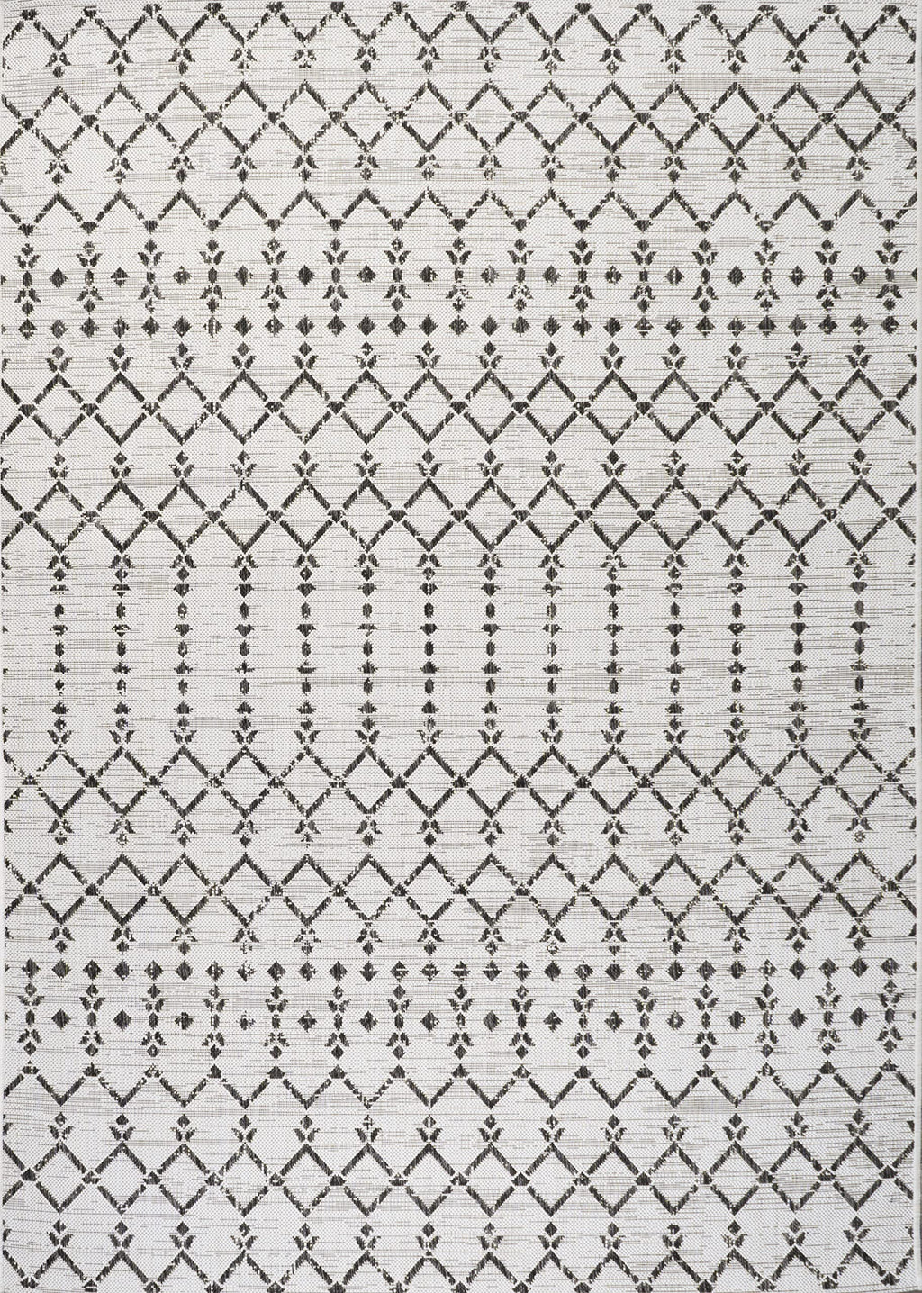 Jonathan Y Smb108I-5 Ourika Moroccan Geometric Textured Weave Indoor Outdoor Area Rug, Coastal, Traditional, Transitional Easy Cleaning,Bedroom,Kitchen,Backyard,Patio,Non Shedding, Cream/Black, 5 X 8
