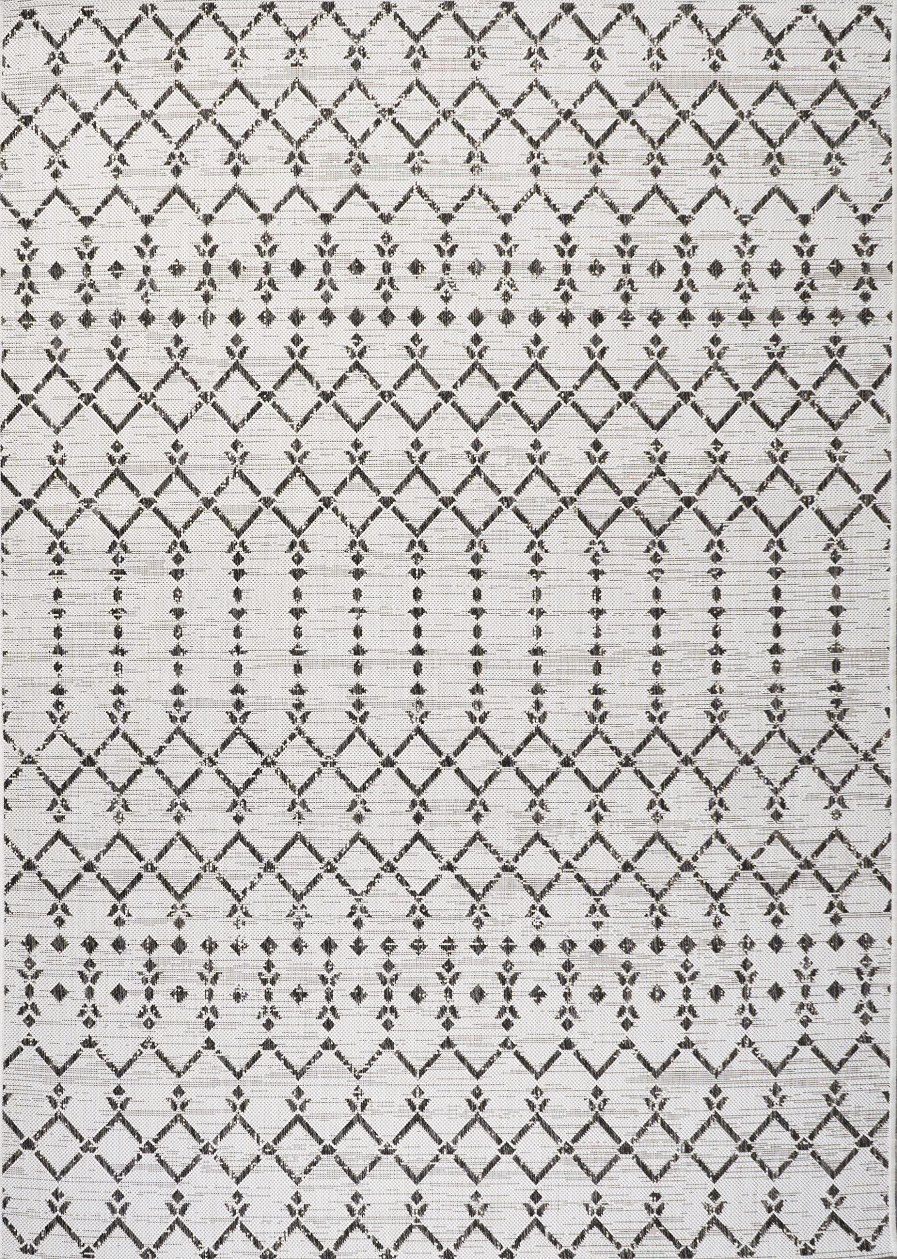 Jonathan Y Smb108I-5 Ourika Moroccan Geometric Textured Weave Indoor Outdoor Area Rug, Coastal, Traditional, Transitional Easy Cleaning,Bedroom,Kitchen,Backyard,Patio,Non Shedding, Cream/Black, 5 X 8