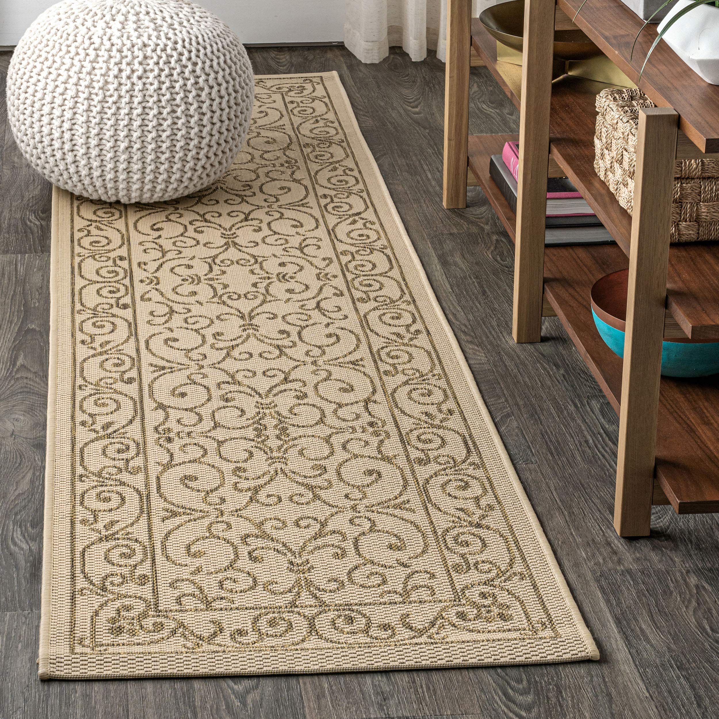 Jonathan Y Smb106A-210 Charleston Vintage Filigree Textured Weave Indoor Outdoor Area-Rug Classic Coastal Easy-Cleaning Bedroom