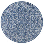 Jonathan Y Smb106D-5R Charleston Vintage Filigree Textured Weave Indoor Outdoor Area-Rug Classic Coastal Easy-Cleaning Bedroom Kitchen Backyard Patio Non Shedding, 5' Round, Navy/Gray