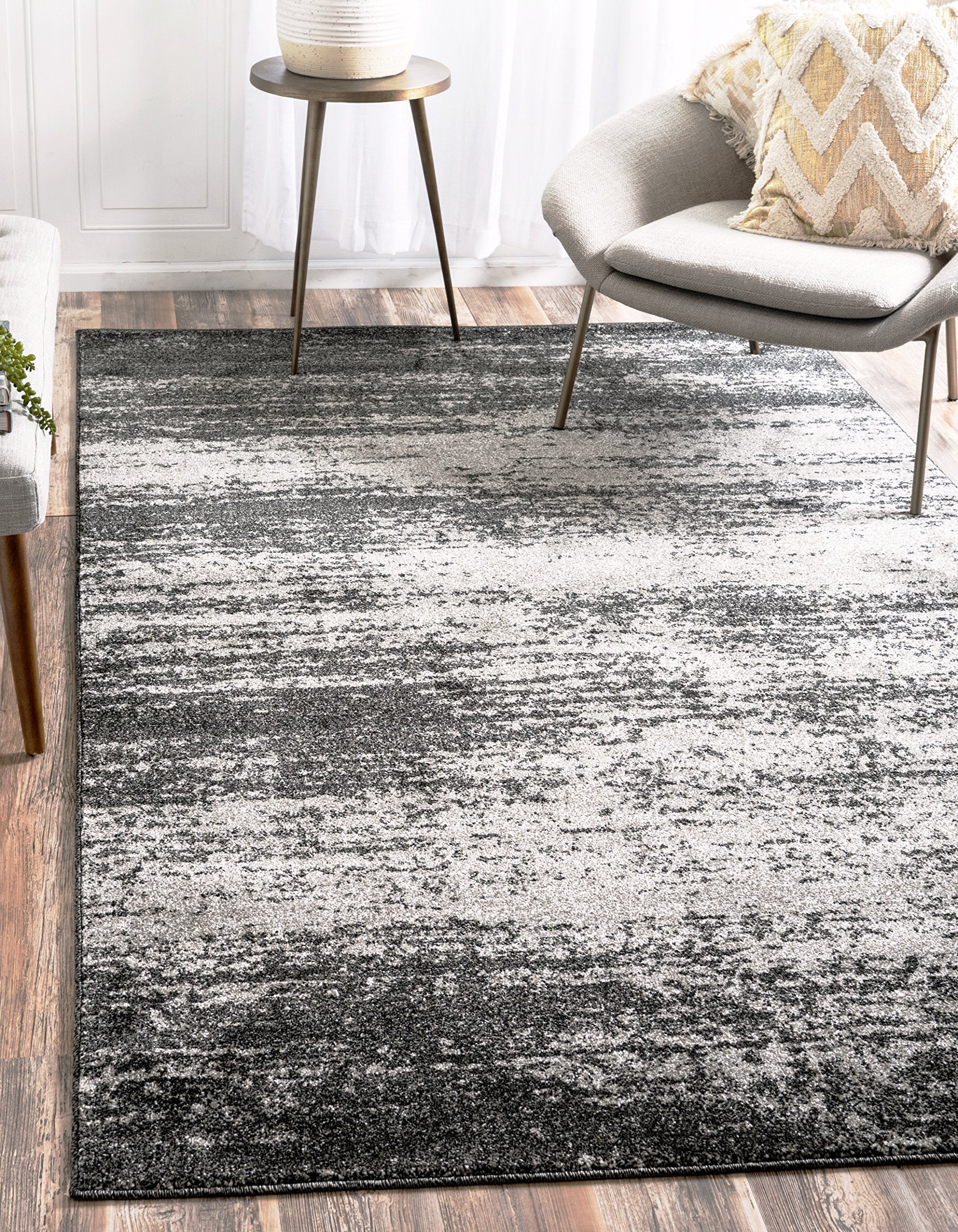 Unique Loom Del Mar Collection Area Rug - Lucille (3' 3'' X 5' 3'' Rectangle, Dark Gray/ Ivory)