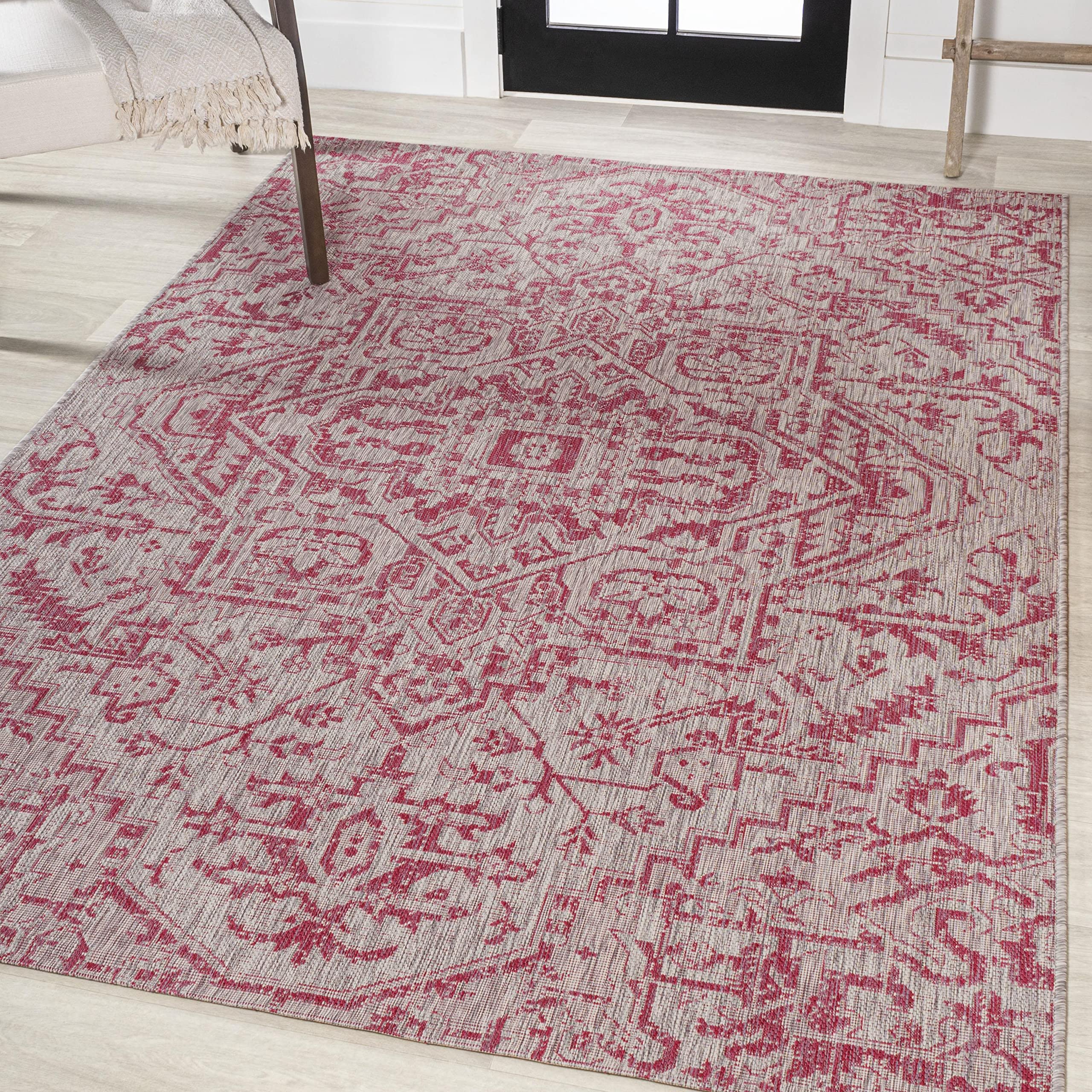 Jonathan Y Smb105F-8 Estrella Bohemian Medallion Textured Weave Indoor Outdoor Area Rug, Coastal Traditional Easy Cleaning,Bedro