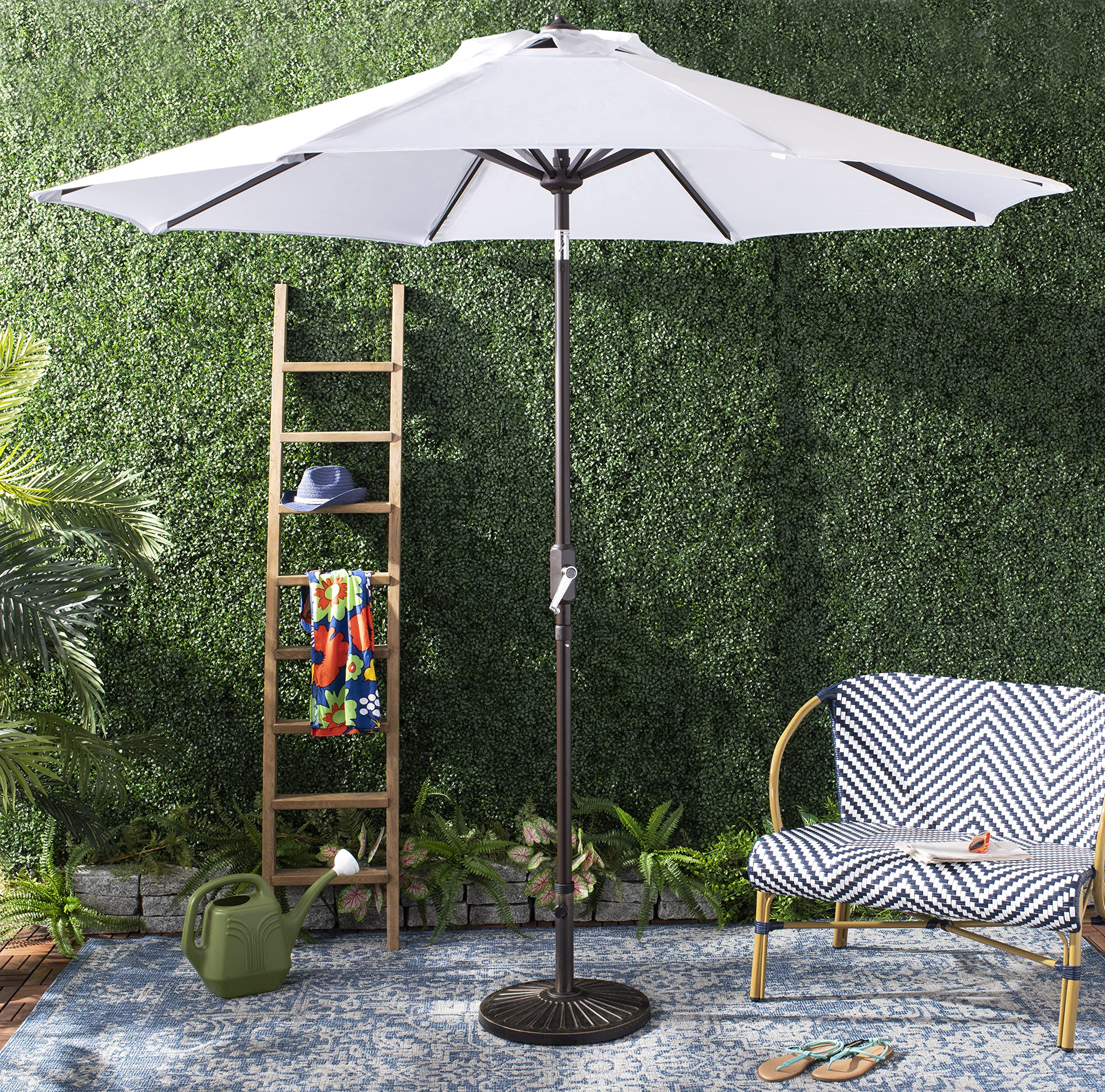 Safavieh PAT8101F Outdoor Collection PAT8101 Umbrella, White